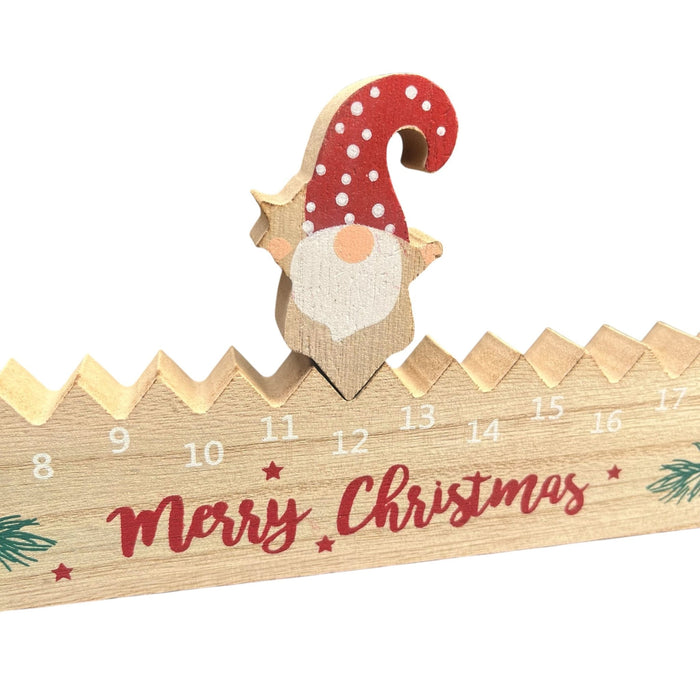 Santa Wooden Countdown Calendar Christmas Decoration - Reusable Advent Calendar for Holiday Home Decor - 39.5cm - Cherish Home