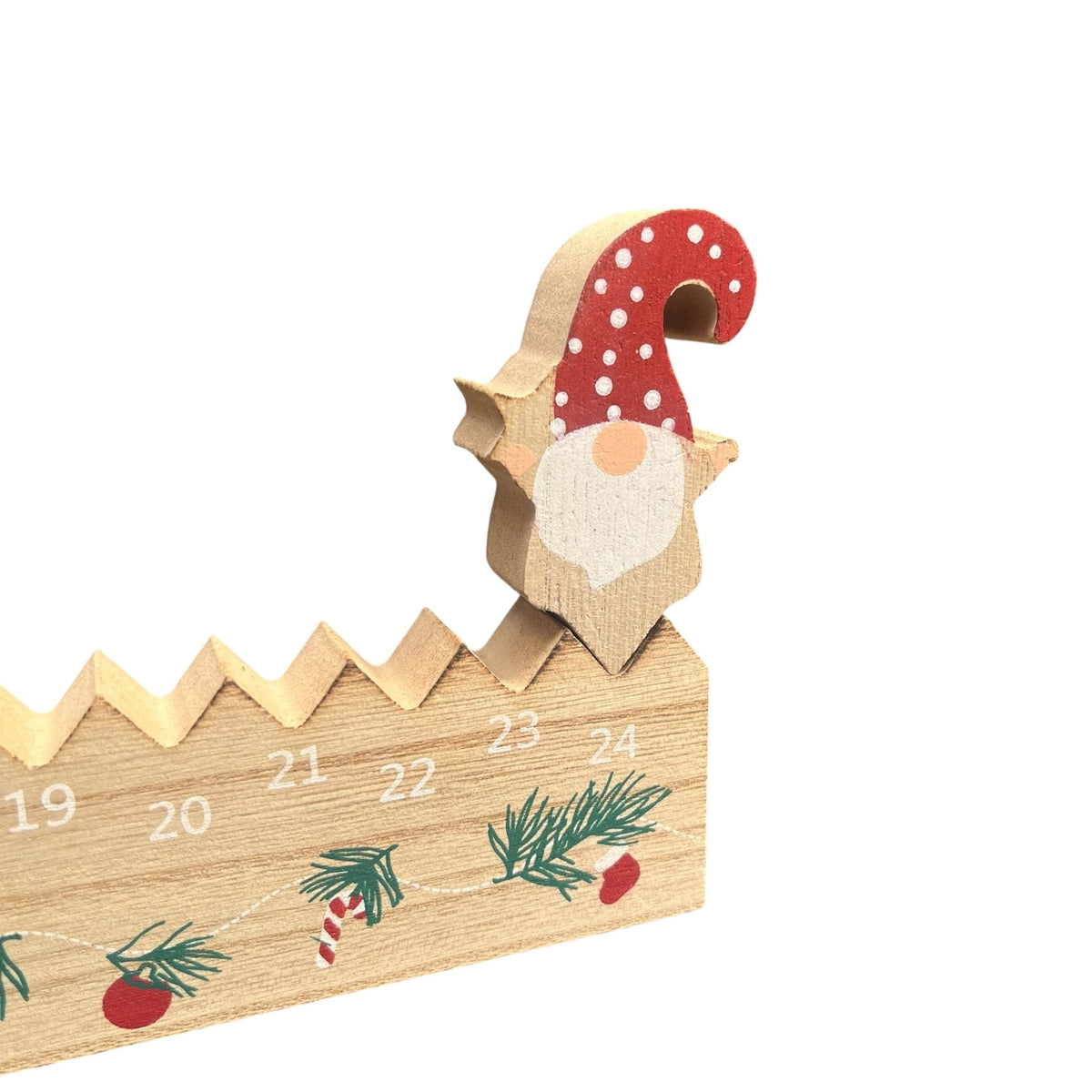 Santa Wooden Countdown Calendar Christmas Decoration - Reusable Advent Calendar for Holiday Home Decor - 39.5cm - Cherish Home