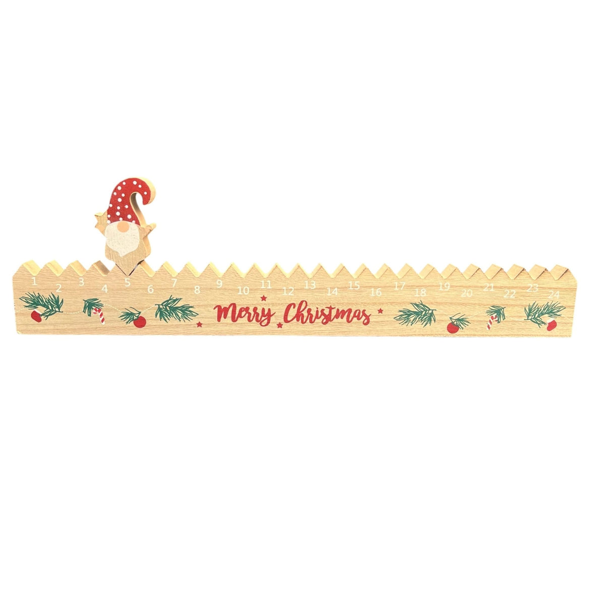 Santa Wooden Countdown Calendar Christmas Decoration - Reusable Advent Calendar for Holiday Home Decor - 39.5cm - Cherish Home