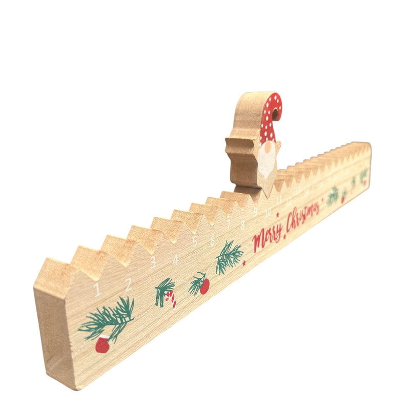 Santa Wooden Countdown Calendar Christmas Decoration - Reusable Advent Calendar for Holiday Home Decor - 39.5cm - Cherish Home