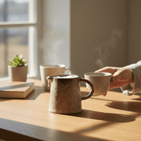 Scandi - inspired Decorative Small Jug Rustic Green and Brown reactive glaze 13cm - Cherish Home