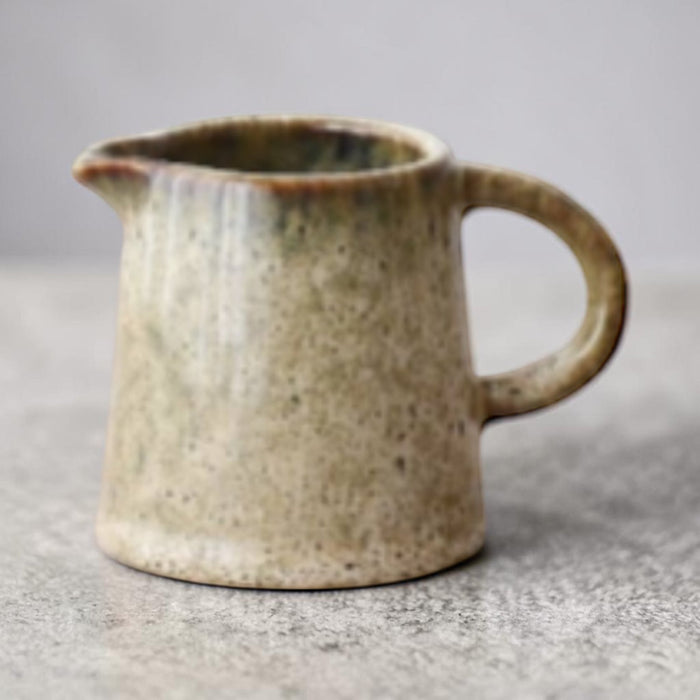 Scandi - inspired Decorative Small Jug Rustic Green and Brown reactive glaze 13cm - Cherish Home