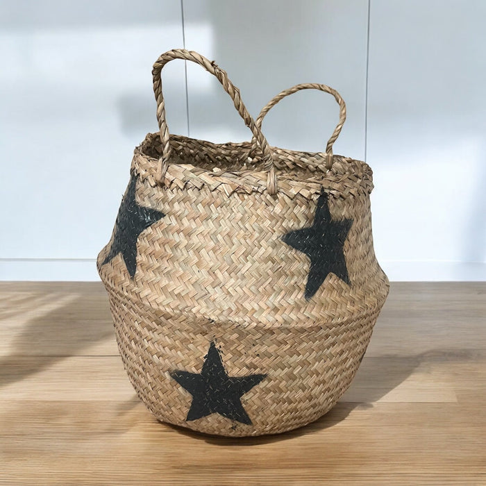 Seagrass Black Star Storage Basket - Cherish Home