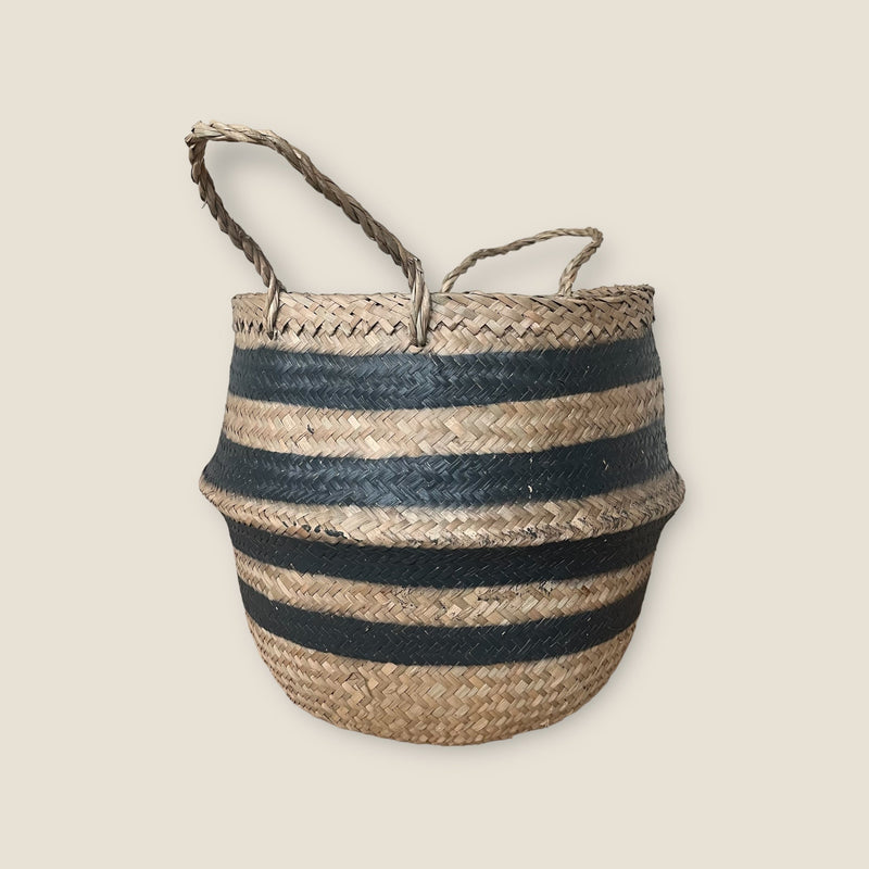 Seagrass Black Stripe Storage Basket - Cherish Home