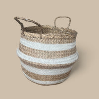 Seagrass White Stripe Storage Basket - Cherish Home