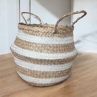 Seagrass White Stripe Storage Basket - Cherish Home