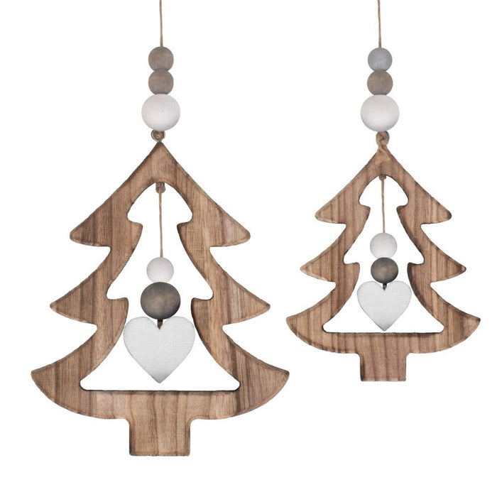 Set of 2 Hanging Cut - Out Christmas Tree Wicker Decorations - Cherish Home