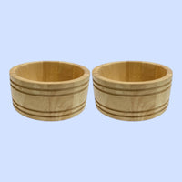 Set Of 2 Mini Wooden Barrels Rustic Design Bread Bowl Serving Dish Acacia Wood - Cherish Home