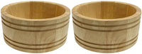 Set Of 2 Mini Wooden Barrels Rustic Design Bread Bowl Serving Dish Acacia Wood - Cherish Home