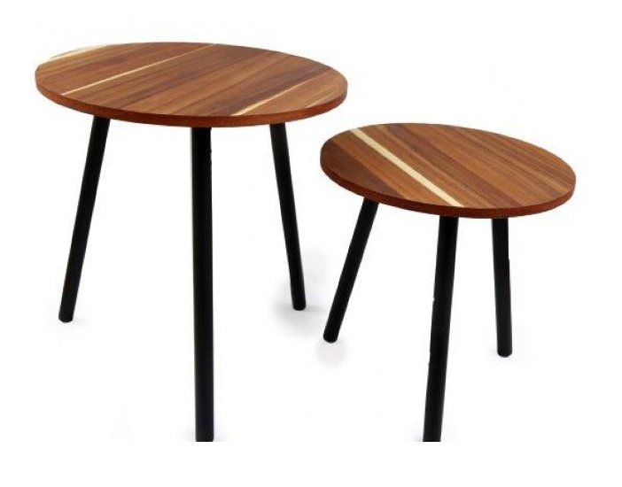 Set of 2 Round Wooden Tables - Cherish Home