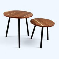 Set of 2 Round Wooden Tables - Cherish Home