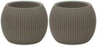 Set Of 2 Small Rippled Plant Pots Flower Pot 14cm Indoor' Outdoor Display Planter - Cherish Home