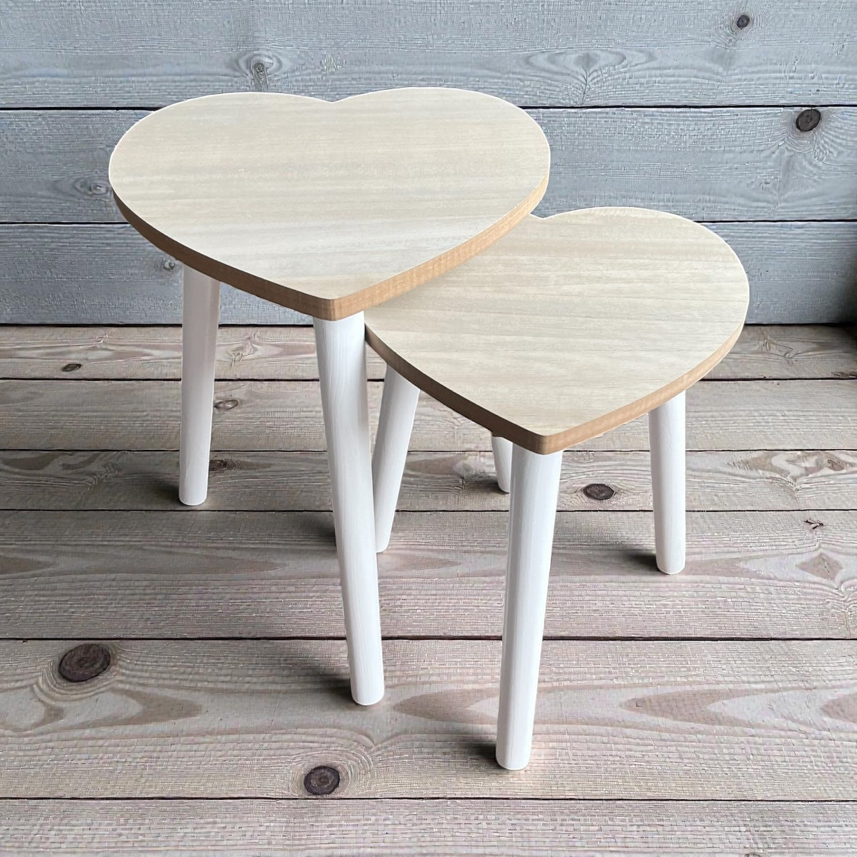 Set of 2 Wooden Heart Stools/Tables for Kids - Cherish Home