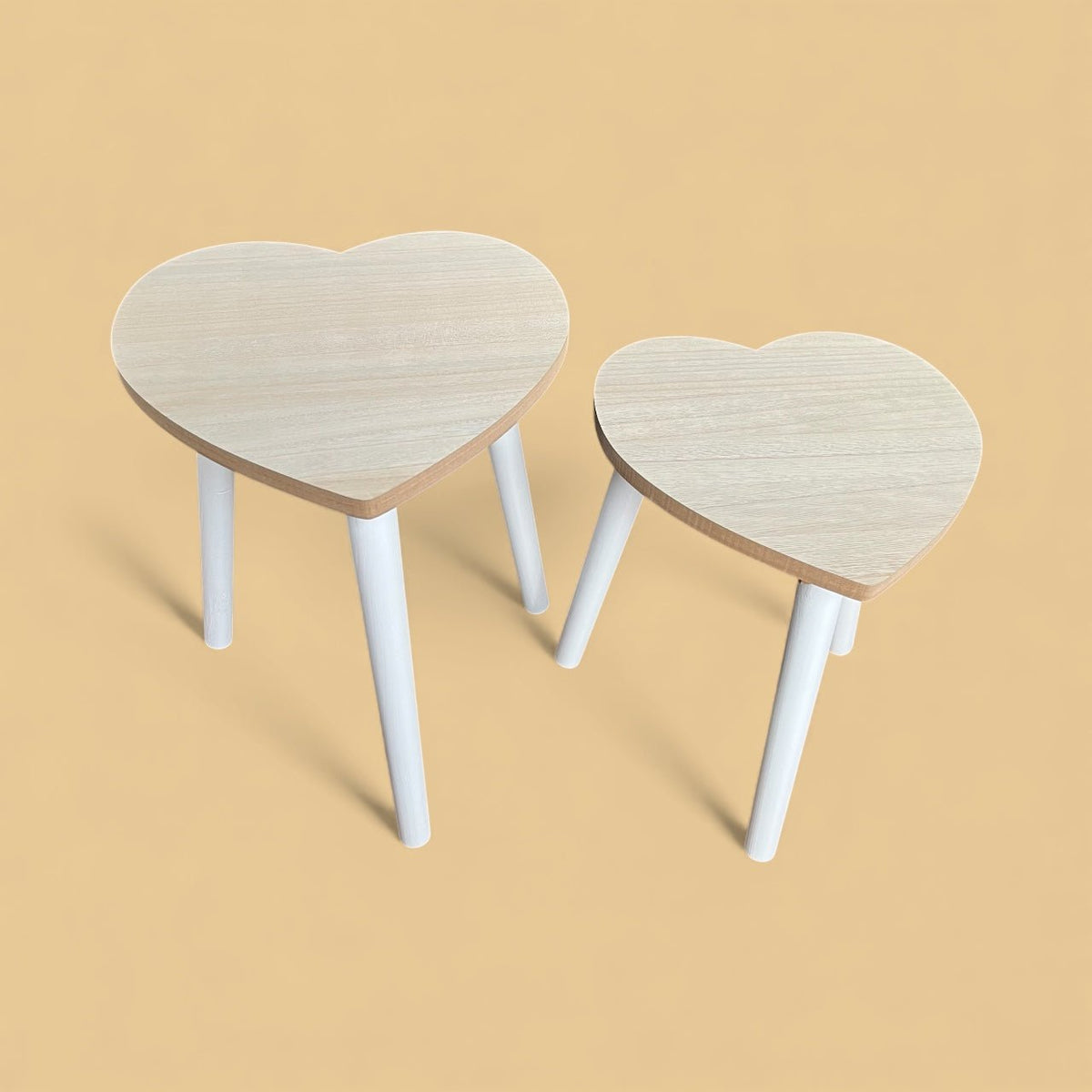 Set of 2 Wooden Heart Stools/Tables for Kids - Cherish Home