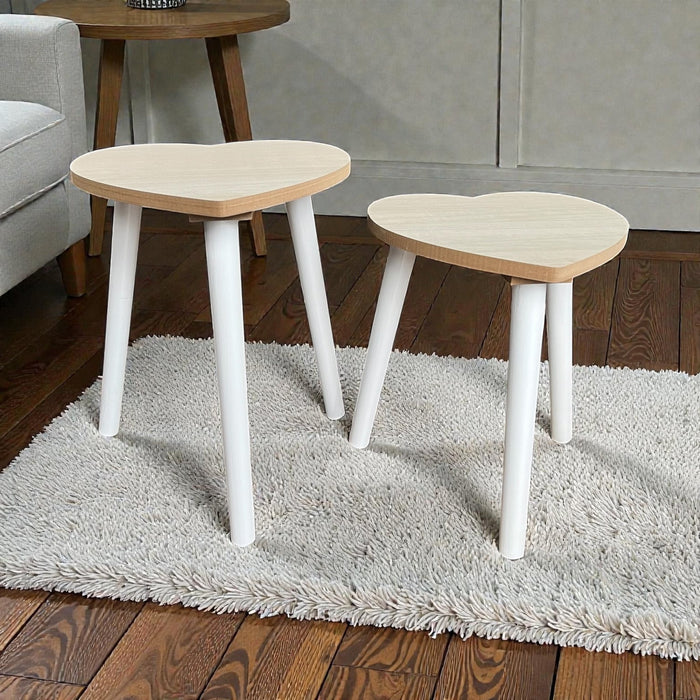 Set of 2 Wooden Heart Stools/Tables for Kids - Cherish Home
