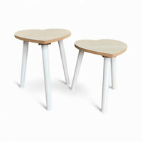 Set of 2 Wooden Heart Stools/Tables for Kids - Cherish Home