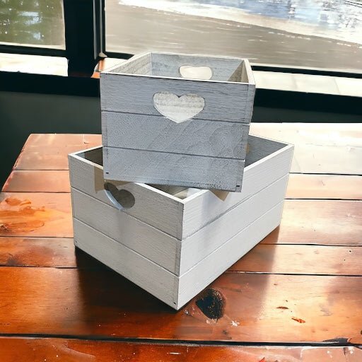 Set of 2 Wooden Rectangular Boxes - Cherish Home
