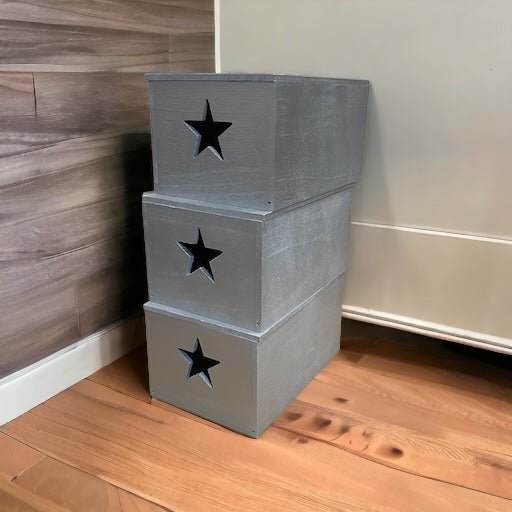 Set of 2 Wooden Silver Rectangular Boxes - Cherish Home
