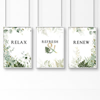 Set of 3 Framed Bathroom Art Prints - Aesthetic & Calming Wall Decor for Powder Rooms & Spas - Cherish Home