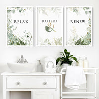 Set of 3 Framed Bathroom Art Prints - Aesthetic & Calming Wall Decor for Powder Rooms & Spas - Cherish Home