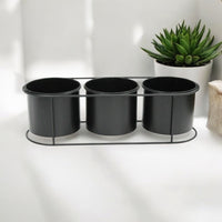 Set Of 3 Indoor Planters Stand Black Plant Pots Set Of 3 Black Stand Home Plants - Cherish Home