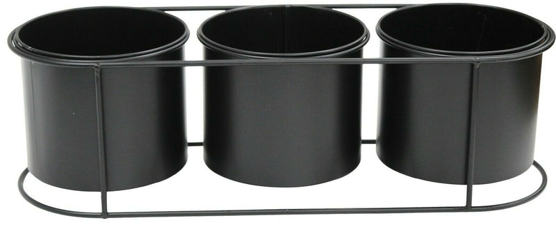 Set Of 3 Indoor Planters Stand Black Plant Pots Set Of 3 Black Stand Home Plants - Cherish Home