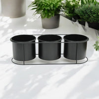 Set Of 3 Indoor Planters Stand Black Plant Pots Set Of 3 Black Stand Home Plants - Cherish Home