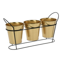 Set Of 3 Indoor Planters Stand Gold Plant Pots Set Of 3 Black Stand Home Plants - Cherish Home