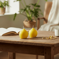 Set of 3 Lemon Shaped Candles - Unscented Yellow Fruit Candles for Home Decor - Cherish Home