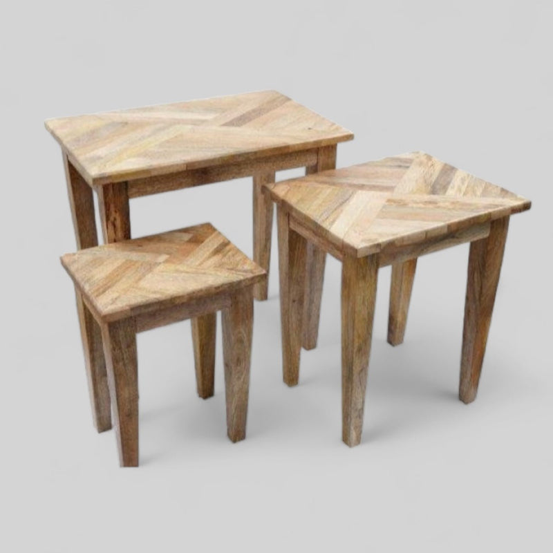 Set of 3 Marquet Herringbone Side Tables - Cherish Home