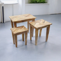 Set of 3 Marquet Herringbone Side Tables - Cherish Home