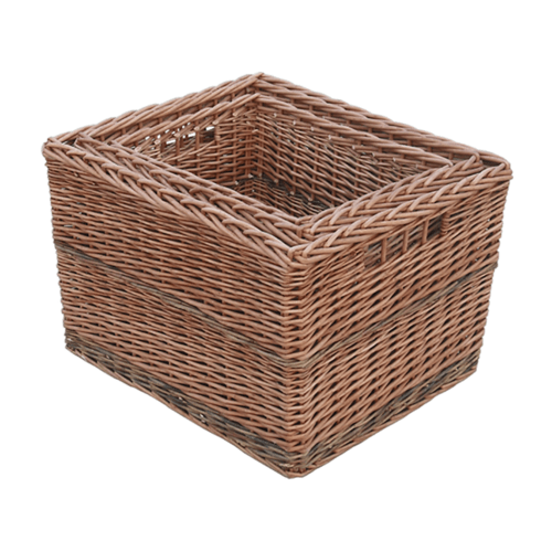 Set of 3 Somerset Rectangular Wicker Log Basket - Cherish Home