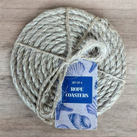 Set of 4 Coastal Rope Coasters - Nautical Home Decor - Cherish Home