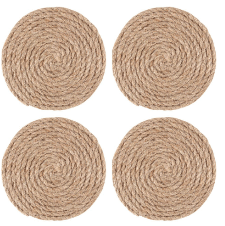 Set of 4 Coastal Rope Coasters - Nautical Home Decor - Cherish Home