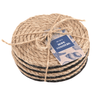 Set of 4 Coastal Rope Coasters - Nautical Home Decor - Cherish Home