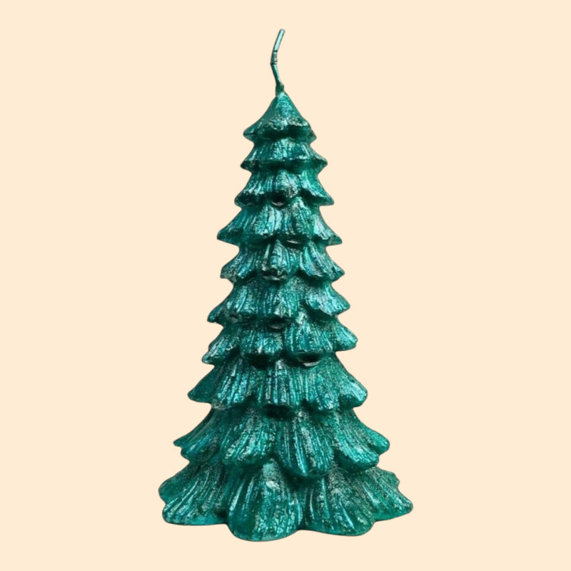 Set of 4 Green Christmas Tree Candles 13cm - Cherish Home