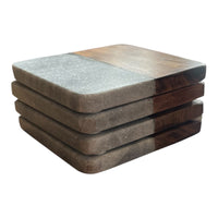Set of 4 Mango Wood & Marble Coasters - Cherish Home
