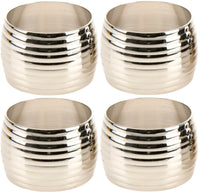 Set of 4 Metal Brass Nickel Plated Rippled Design Napkin Rings - Cherish Home