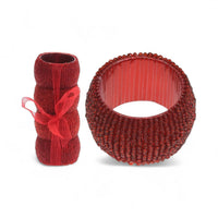 Set of 4 Red Napkin Rings Metal With Red Beads Serviette Rings - Cherish Home