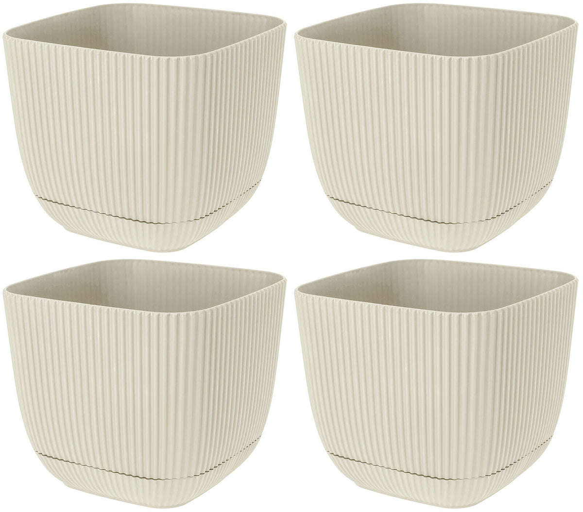 Set Of 4 Square Flowerpot Planters Indoor Outdoor Plant Pots With Water System - Cherish Home