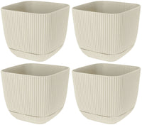 Set Of 4 Square Flowerpot Planters Indoor Outdoor Plant Pots With Water System - Cherish Home