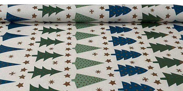 Set of 6 Christmas Wrapping Paper Rolls Green Blue Tree Design Gift Wrapping 12m - Cherish Home