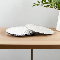 Silver Charger Plates Set 4 Round Christmas Dinner Plates Under Plates Braided - Cherish Home