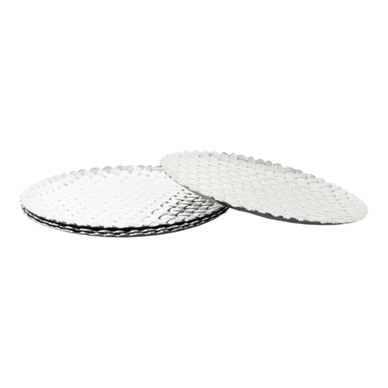 Silver Charger Plates Set 4 Round Christmas Dinner Plates Under Plates Braided - Cherish Home