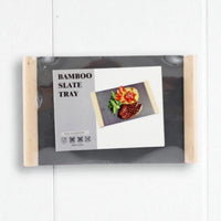 Slate Cheese Board/Tray With Bamboo Wooden Handles - Cherish Home