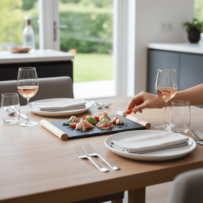 Slate Cheese Board/Tray With Bamboo Wooden Handles - Cherish Home