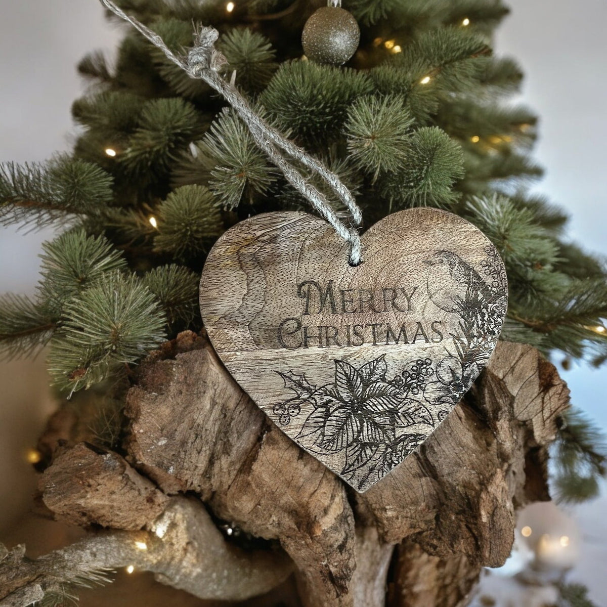 Small Christmas Wooden Heart Hanging Sign - Cherish Home