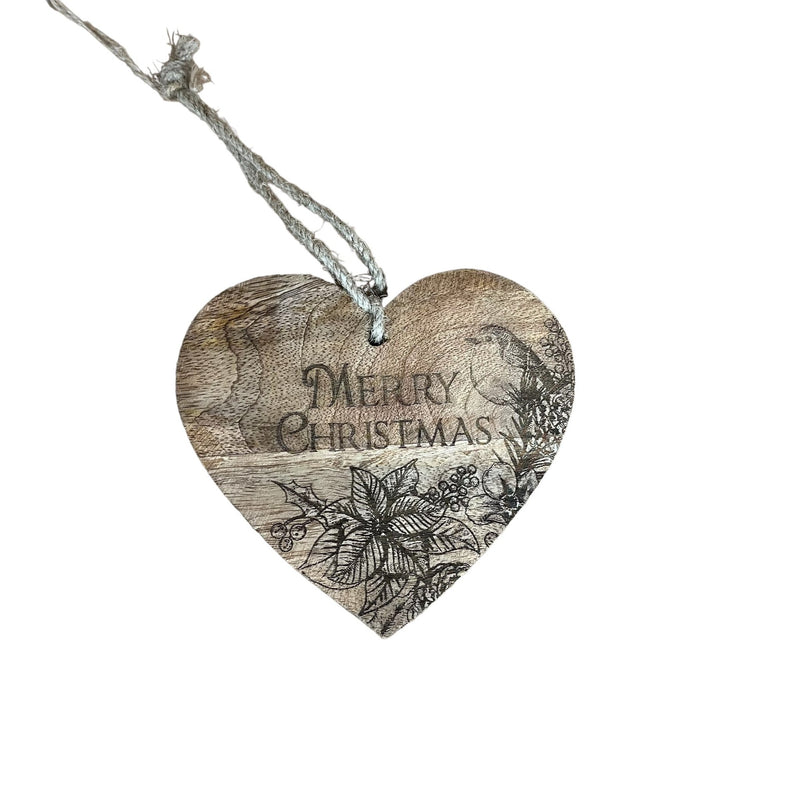 Small Christmas Wooden Heart Hanging Sign - Cherish Home