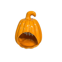 Small Orange Carved Pumpkin Lantern with tealight - Cherish Home