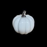 Small White Pumpkin Ornament with silver stalk - Cherish Home